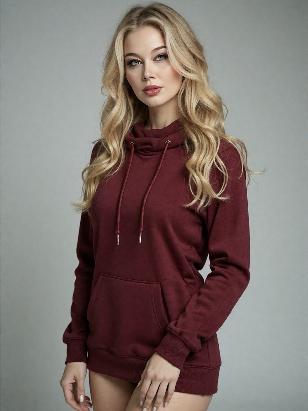 Calvin Klein Jeans Women's Burgundy Funnel-Neck Pullover